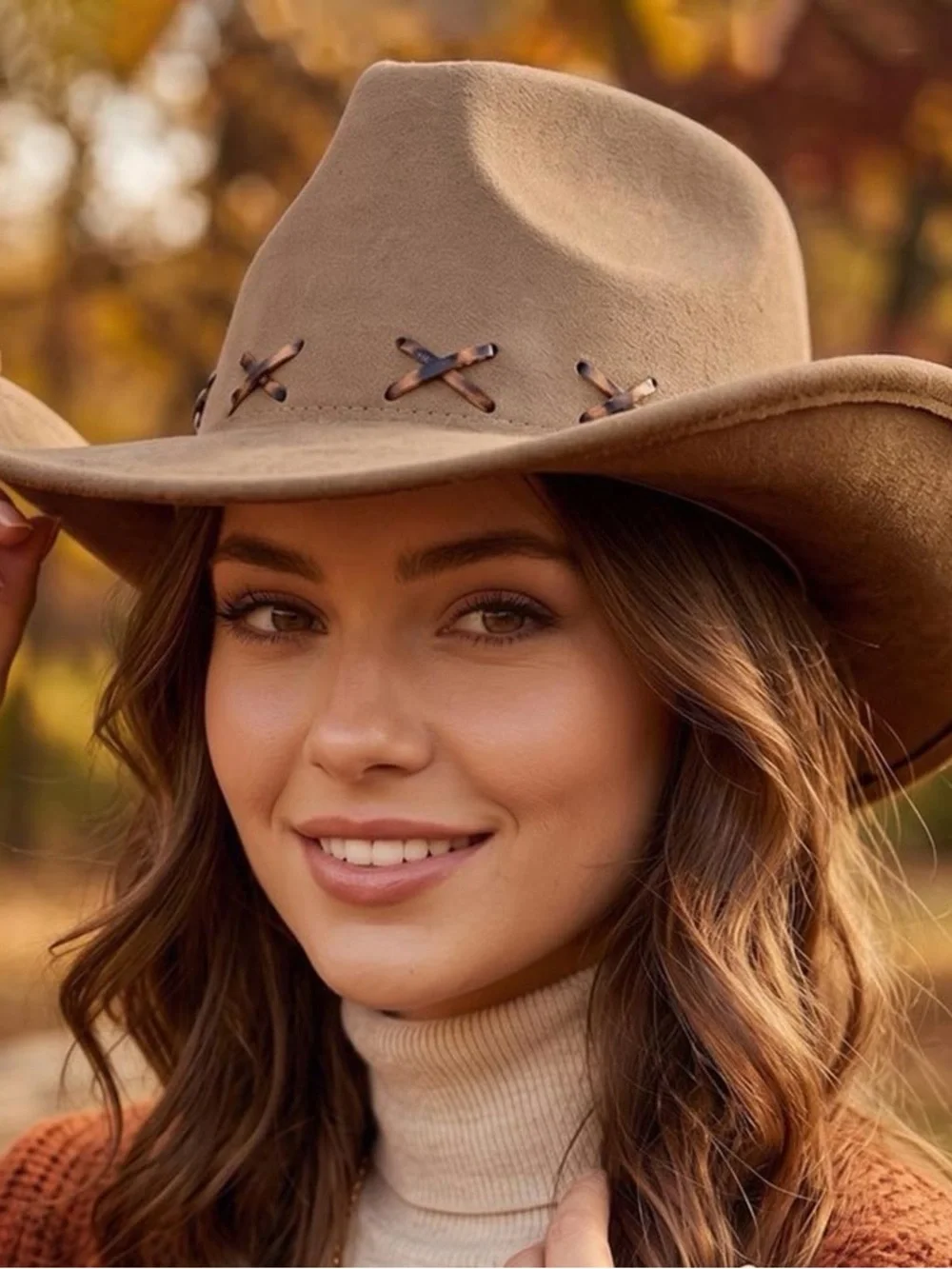 Women’s Wide Brim Felt Cowboy Hat - Tan